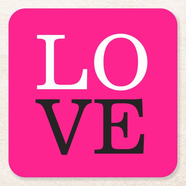 Dessous-de-verre Carré En Papier Arrière - plan rose Mariage d'amour (Devant)