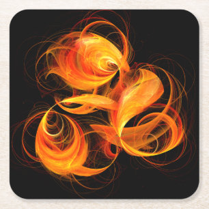 Dessous-de-verre Carré En Papier Art Abstrait Fireball