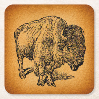 Dessous-de-verre Carré En Papier Art antique Russe Western Wilalo Buffalo Bison