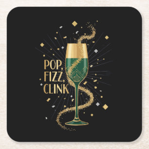 Dessous-de-verre Carré En Papier Art Déco Élégant Pop Fizz Clink   Gatsby Rugissant