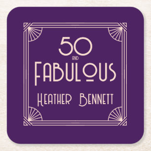 Dessous-de-verre Carré En Papier Art Déco Moderne 50 ans et Fantastique Anniversair