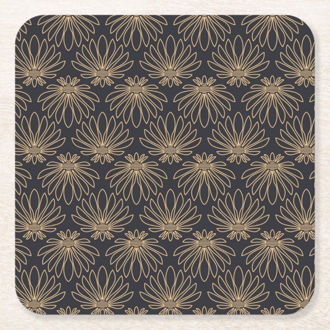 Dessous-de-verre Carré En Papier Art Deco pattern with gold floral motifs  (Devant)