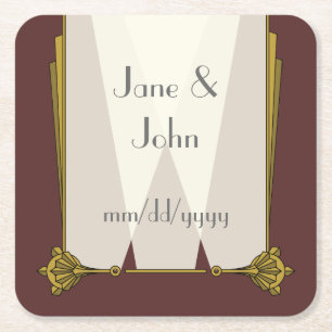 Dessous-de-verre Carré En Papier Art déco swanky dans le Dessous de verre du papier