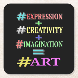 Dessous-de-verre Carré En Papier "ART EQUATION" Mignonne Expression Design. Command