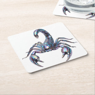 Dessous-de-verre Carré En Papier Art mécanique Scorpion cyber iridescent