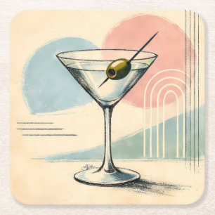 Dessous-de-verre Carré En Papier Art minimaliste pastel martini moderne du milieu d
