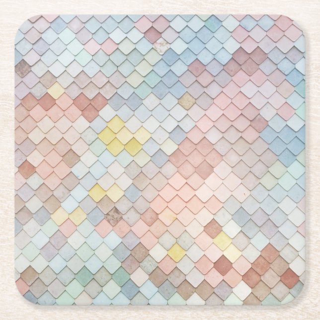 Dessous-de-verre Carré En Papier Art motif Cute Pastel Motif Design géométrique (Devant)