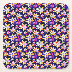 Dessous-de-verre Carré En Papier Art Nouveau Floral Boho Watercolo