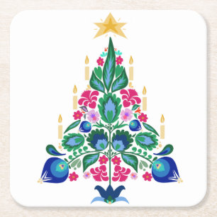 Dessous-de-verre Carré En Papier Art populaire scandinave Arbre de Noël Air Freshne