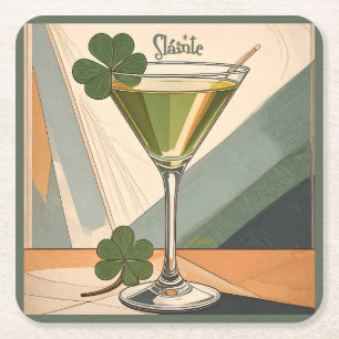 Dessous-de-verre Carré En Papier Art Shamrock Martini Sláinte! Moderne du Milieu du