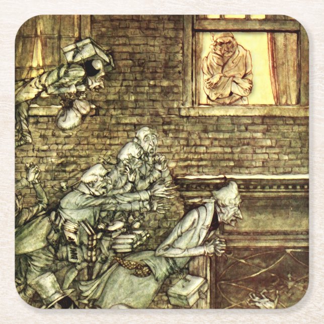Dessous-de-verre Carré En Papier Arthur Rackham - Un Carol de Noël - Fantômes (Devant)