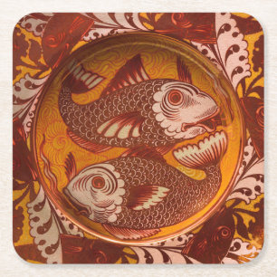 Dessous-de-verre Carré En Papier Arts et artisanat de style William Morris Poisson