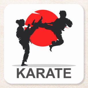 Dessous-de-verre Carré En Papier Arts martiaux Karate Combat Combattez ou Sparring