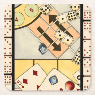 Dessous-de-verre Carré En Papier Assortiment brouillé des jeux de hasard
