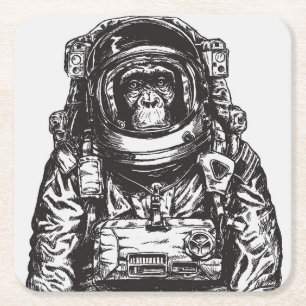 Dessous-de-verre Carré En Papier Astronaute de singe
