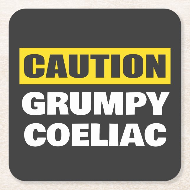 Dessous-de-verre Carré En Papier Attention Coeliac Grumpy Celiac Funny (Devant)