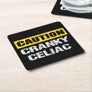 Dessous-de-verre Carré En Papier Attention Cranky Celiac Funny Signal d'avertisseme