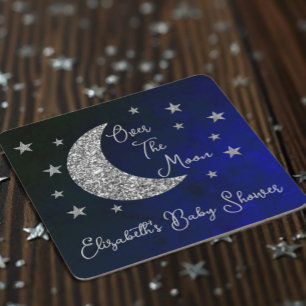 Dessous-de-verre Carré En Papier Au-Dessus Du Baby shower Lune