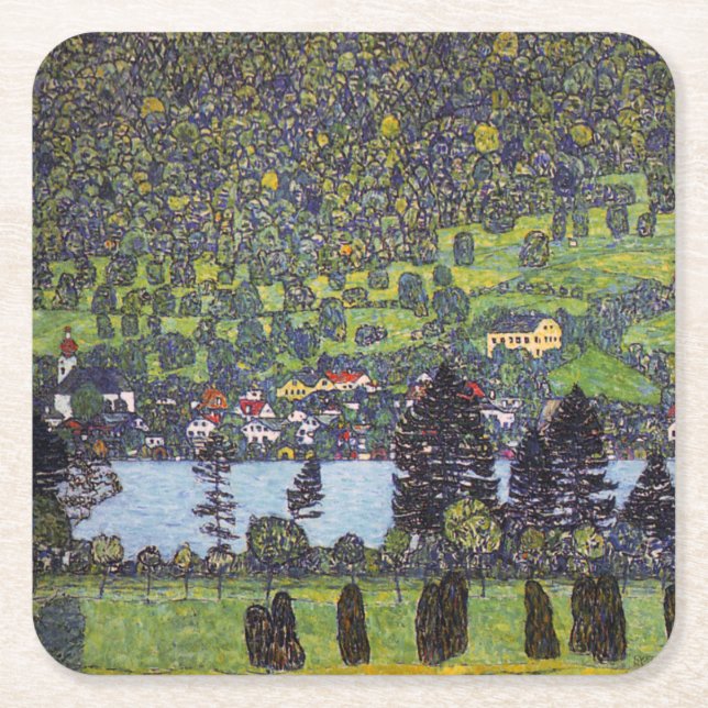 Dessous-de-verre Carré En Papier Au Lac Atter, Gustav Klimt (Devant)