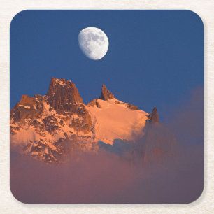 Dessous-de-verre Carré En Papier Au lever du soleil Aiguille du Plan Chamonix, Fr