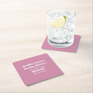 Dessous-de-verre Carré En Papier Au revoir Quarante Bonjour Cinquante-dixième fête 