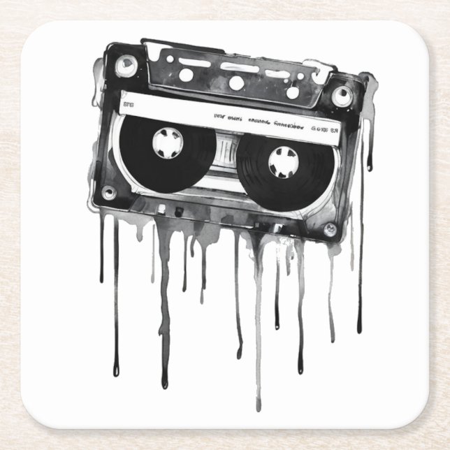 Dessous-de-verre Carré En Papier audiocassette vintage (Devant)