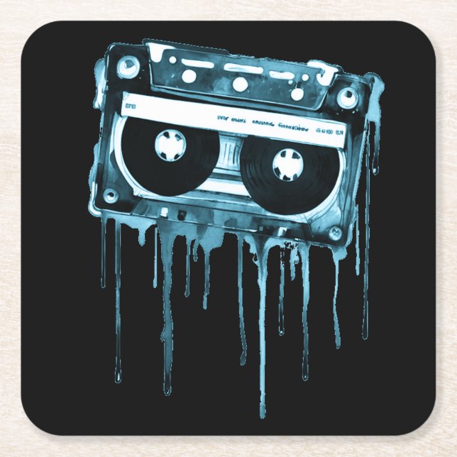 Dessous-de-verre Carré En Papier audiocassette vintage (Devant)