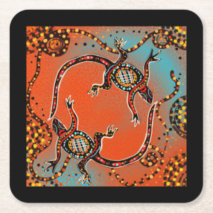 DESSOUS-DE-VERRE CARRÉ EN PAPIER AUSTRALIE ART
