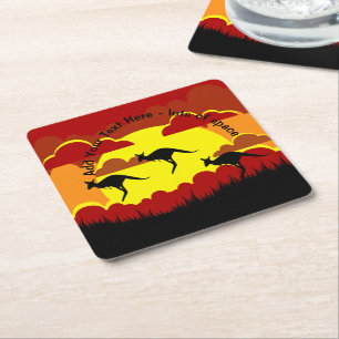 Dessous-de-verre Carré En Papier Australie Kangaroos rouge noir jaune Carré papier