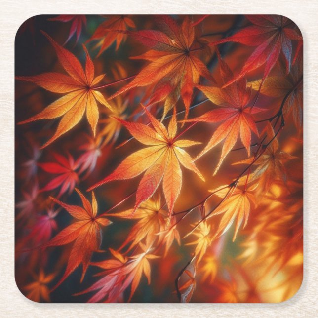 Dessous-de-verre Carré En Papier Automne (Devant)