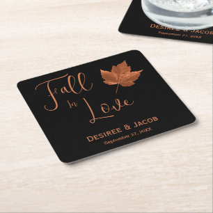 Dessous-de-verre Carré En Papier Automne Automne Chute En Amour Cuivre Brown Noir R