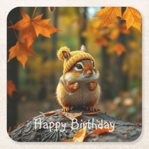 Dessous-de-verre Carré En Papier Automne Chipmunk Anniversaire