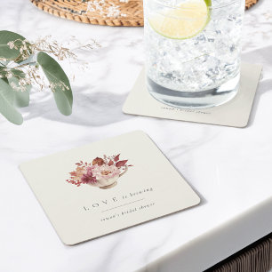 Dessous-de-verre Carré En Papier Automne Floral Teacup L'amour brasse la Fête des m