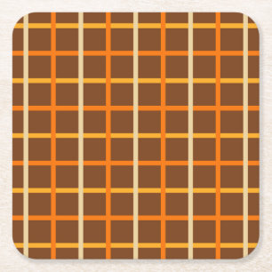Dessous-de-verre Carré En Papier Automne Plaid Motif en Orange Vert et Brown