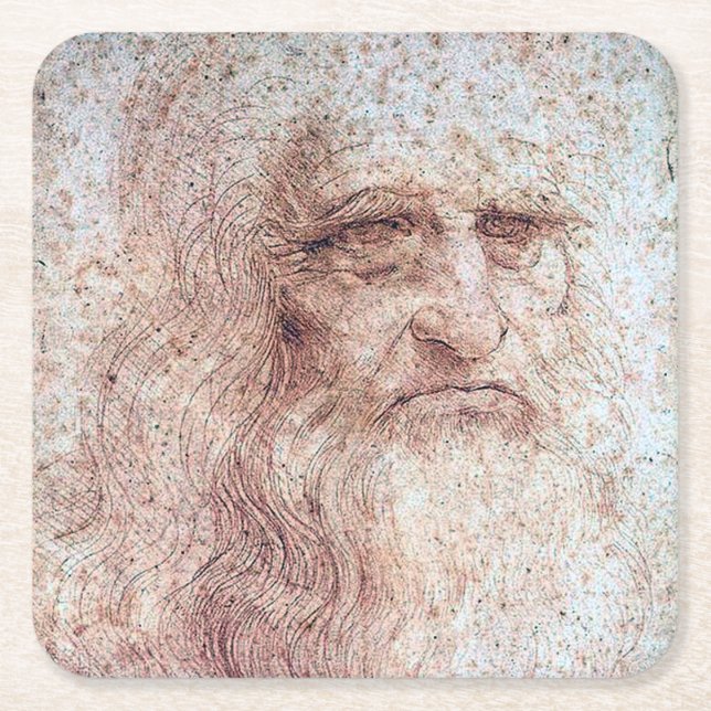 Dessous-de-verre Carré En Papier Autoportrait, Léonard de Vinci (Devant)