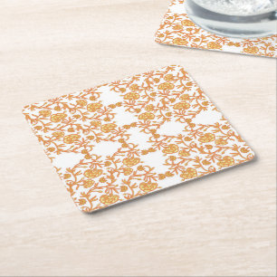 Dessous-de-verre Carré En Papier avec fond d'écran orange et blanc élégant