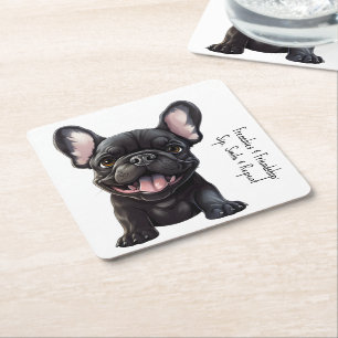Dessous-de-verre Carré En Papier Avec un texte personnalisé, 🐶 chiot Frenchie