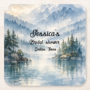 Dessous-de-verre Carré En Papier Aventure de montagne Bohème Lac Enterrement de vie