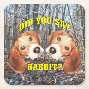 Dessous-de-verre Carré En Papier Avez-vous dit le lapin ? Beagle