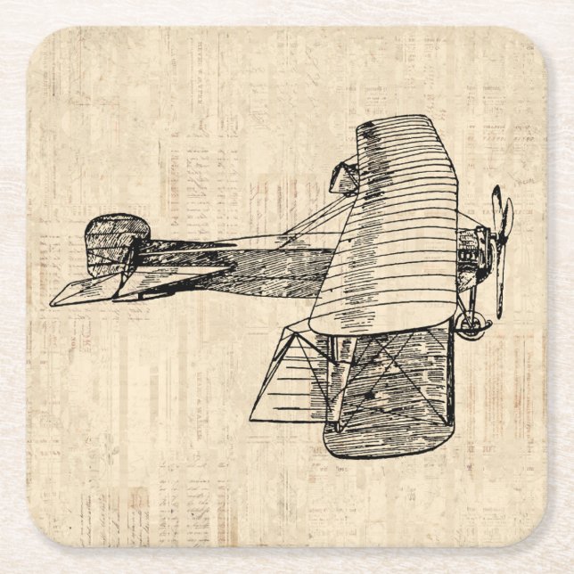 Dessous-de-verre Carré En Papier Avion à l'ancienne mode (Devant)