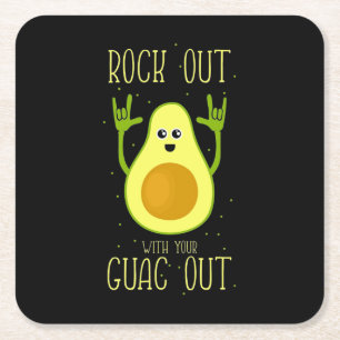 Dessous-de-verre Carré En Papier Avocado Rock Out Avec Votre Guac Out