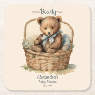 Dessous-de-verre Carré En Papier Baby Bear Cub Boys Baby shower