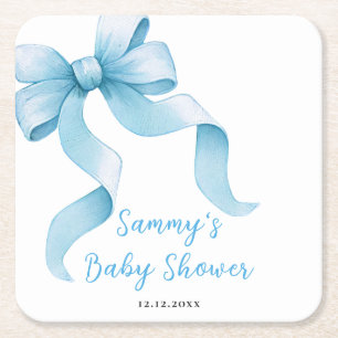 Dessous-de-verre Carré En Papier Baby Shower Arc-en-ciel Bleu Coquette
