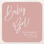 Dessous-de-verre Carré En Papier Baby shower bébé rose roux / Rose  bébé fille<br><div class="desc">https://www.zazzle.com/collections/dusty_pink_rose-119320912565185572?rf=238296117664346256</div>