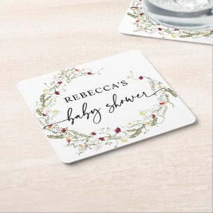 Dessous-de-verre Carré En Papier Baby shower Boho Fleur sauvage de verdure