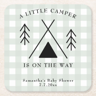 Dessous-de-verre Carré En Papier Baby shower camping