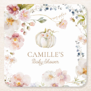Dessous-de-verre Carré En Papier Baby shower Citrouille Boho Automne