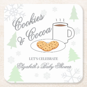 Dessous-de-verre Carré En Papier Baby Shower Cookies & Cocoa