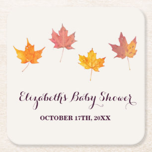 Dessous-de-verre Carré En Papier Baby shower d'automne Maple Feuille