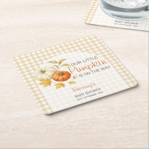 Dessous-de-verre Carré En Papier Baby shower d'automne petit Citrouille
